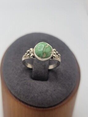 Size 6 925 Sterling Silver Green Sonoran Mountain Turquoise Stone Ring